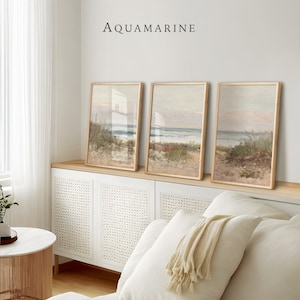 PRINT & SHIP, Beach Landscape Set of 3 Prints, Coastal Wall Art, Sea Printed Wall Art, Beach House Wall Decor