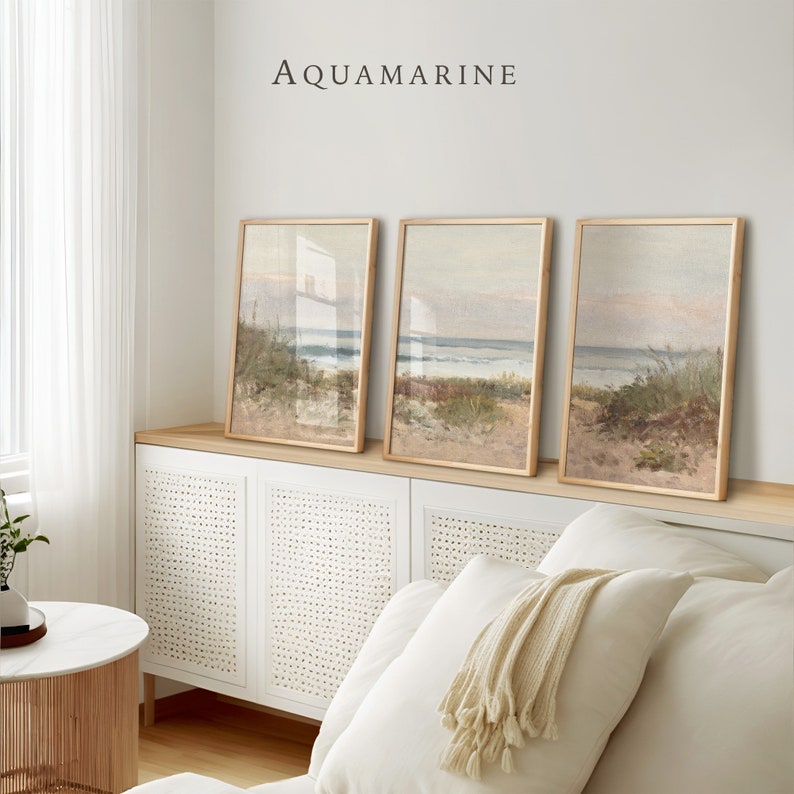 PRINT & SHIP, Beach Landscape Set of 3 Prints, Coastal Wall Art, Sea Printed Wall Art, Beach House Wall Decor