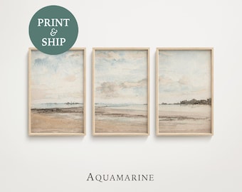 Coastal Set of 3 Prints, PRINT & SHIP, Neutral Beach Wall Art, Beach Fine Art Print Set, Coastal Wall Art, Bedroom Decor, Mailed Art Prints