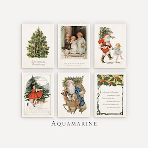 Lot de 6 cartes de Noël à imprimer, décorations de Noël vintage, cartes de voeux de vacances vintage, décoration de Noël, cartes numériques 5 x 7 pouces