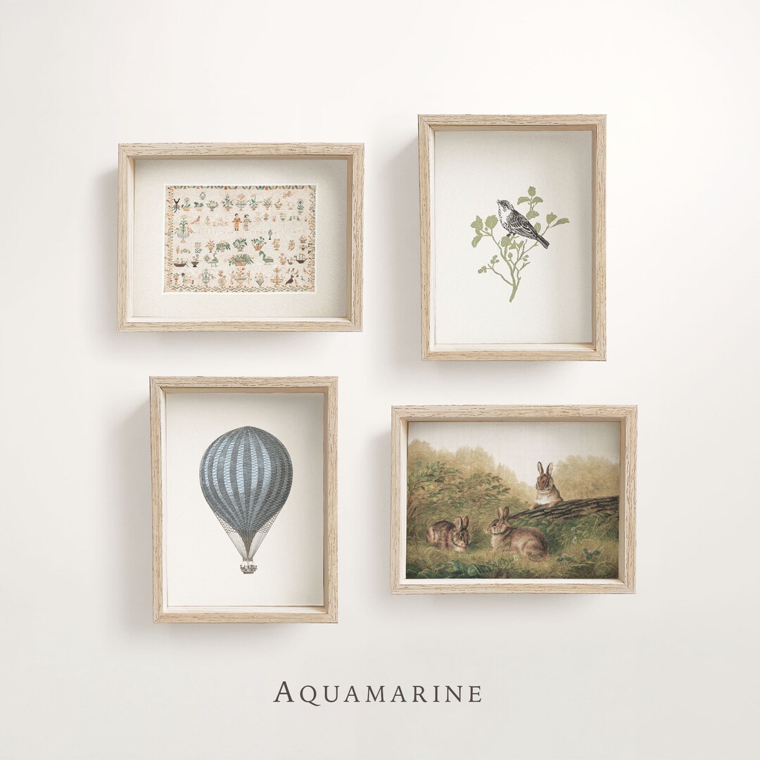 Vintage Nursery Wall Art Set of 4 Prints, Neutral Nursery Prints, Set ...