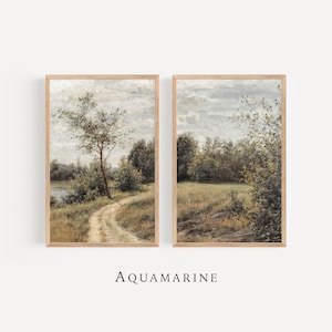 Landscape Set of 2 Prints, Country Landscape Wall Art, Vintage Landscape Art, Cottage Wall Art, Farmhouse Decor, INSTANT DOWNLOAD - LS044D