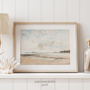 Muted Beach Landscape Print, Beach Painting, Beach House Wall Art, Coastal Wall Art, Minimalist Print, Neutral Art, INSTANT DOWNLOAD - DS058
