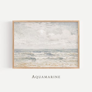 Ocean Landscape Painting, Marine Wall Art, Minimalist Vintage Print, Seascape Wall Art, Neutral Coastal Decor, DIGITAL DOWNLOAD - SE113