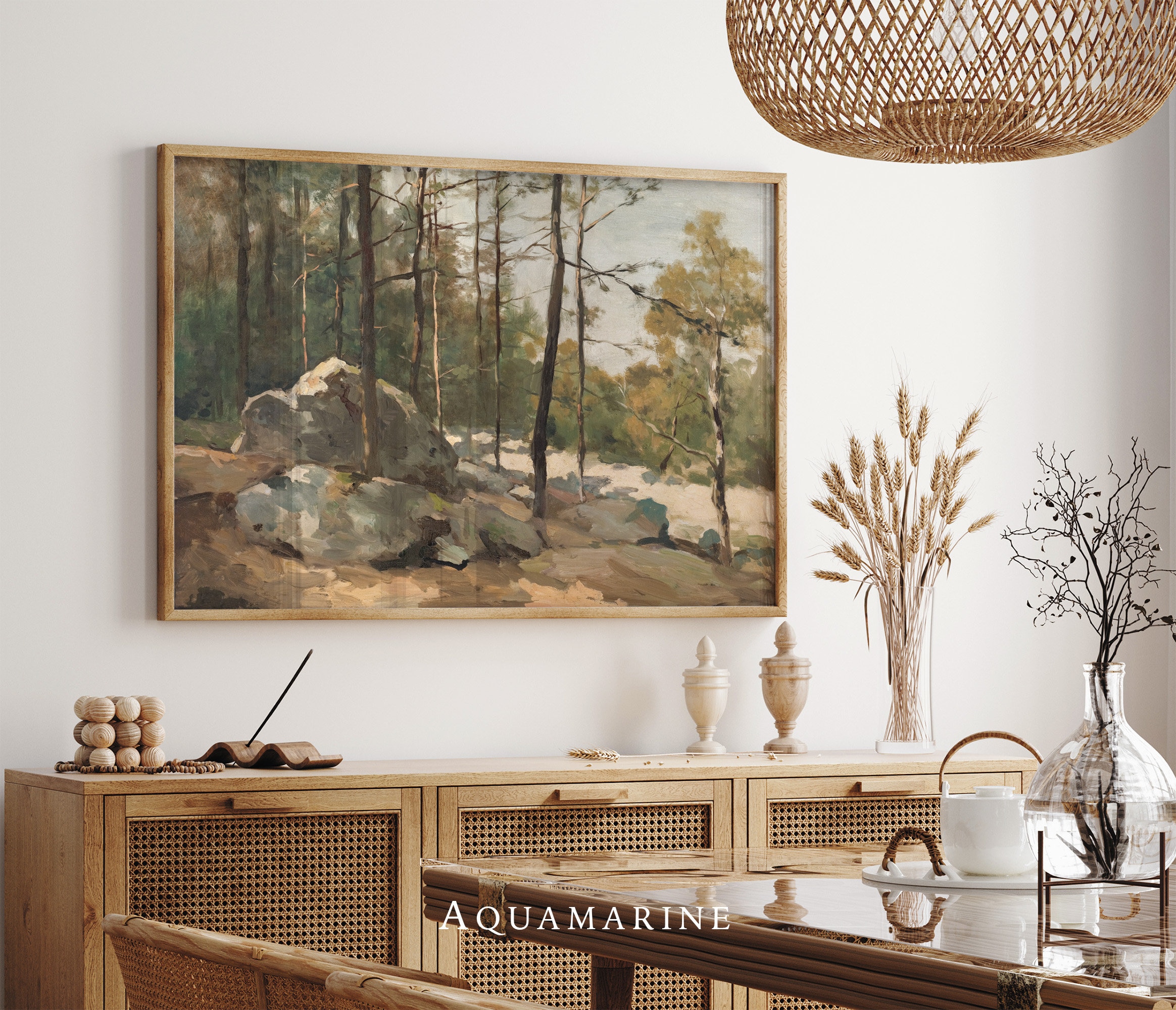 Landscape Painting, Forest Landscape Print, Nature Wall Decor