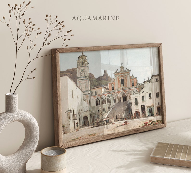 Amalfi Print, Amalfi Painting, Italy Wall Art, Vintage Mediterranean Landscape Print, Summer Wall Art, Italian Gift, INSTANT DOWNLOAD