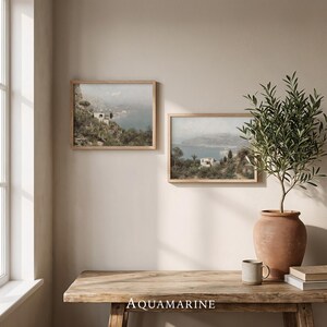 Print Amalfikust, Italië landschapskunst aan de muur, vintage Amalfikust schilderij, mediterraan landschap muurkunst, INSTANT DOWNLOAD - IT002 afbeelding 6