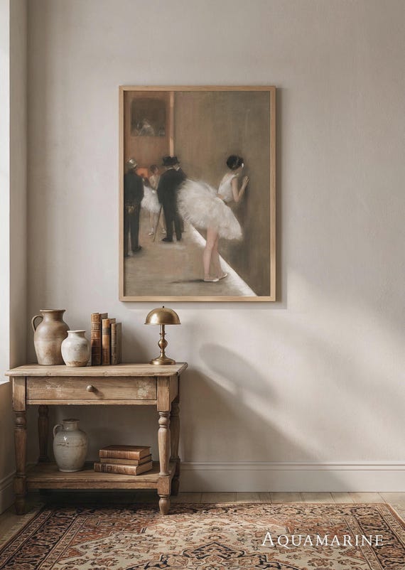 Vintage Ballerina Print, Ballet Wall Art, Girl Bedroom Decor, Digital Download (FG020)