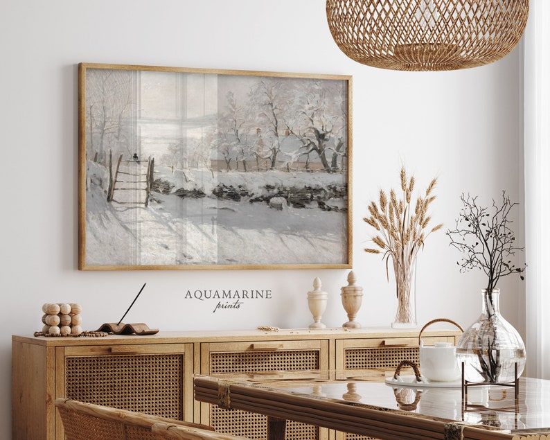 Rustic Holiday Decor, Winter Landscape Print, White Tones Wall Art, Vintage Winter Printable Art, Christmas Gift for Her, PRINTABLE WALL ART