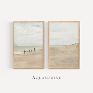 Neutral Coastal Wall Art, Beach Print Set of 2, Beach House Wall Art, Minimalist Coastal Gallery, Landscape Art, DIGITAL DOWNLOAD - DS059D