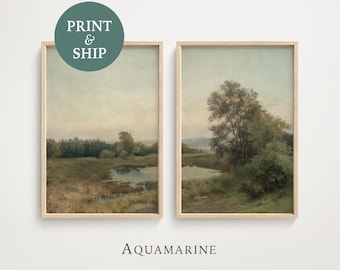 風景画プリント2枚セット、風景画ウォールアート、プリント＆発送、フランス風ウォールアート、ニュートラルカラーのリビングルーム用ウォールアート、郵送ファインアート