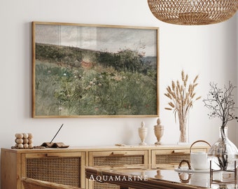Spring Meadow Painting, Vintage Landscape Painting, Vintage French Country Wall Art, Antique Spring Meadow Wall Art, DIGITAL DOWNLOAD, LS038
