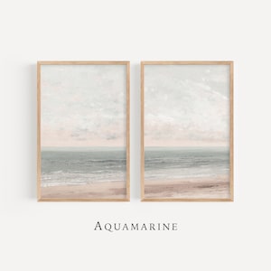 Muted Beach Prints Set of 2, Ocean Beach Painting, Coastal Printable Wall Art, Minimalist Neutral Wall Art, INSTANT DOWNLOAD - SE085