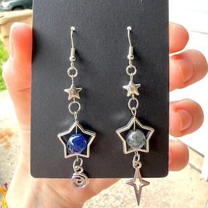celestial beaded earrings | blue witchy constellation whimsigoth accessories, handmade jewelry, alternative jewelry