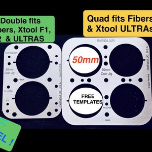 50mm (2") Coin Jigs (Fiber Laser, Xtool F1/F2 & Ultra Lasers) Steel Won't Melt! - Free Templates