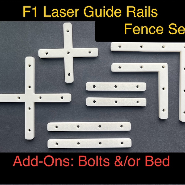 XTool F1 Laser Guides, Fences 8 pc Set - (Optional: Bed and/or Bolts)