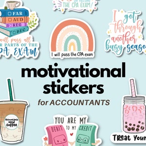 Pegatinas motivacionales para contables, pegatinas para futuros contables, regalo perfecto para contables y contadores públicos, vinilo (laminado e impermeable)