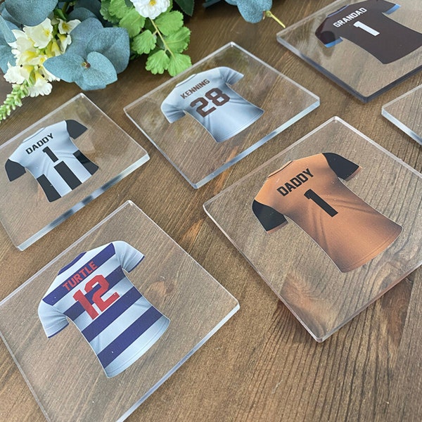 Personalised Football Shirt Coaster | Father's Day | Birthday Gift | Dad | Daddy | Grandad | Christmas Gift | Gifts for Men | Coasters