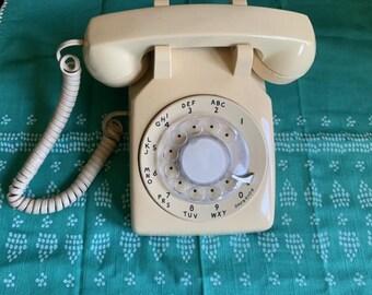 Vintage Western Electric Rotary Dial Telephone * White Cream Color * Analog Landline Phone * Desk Phone