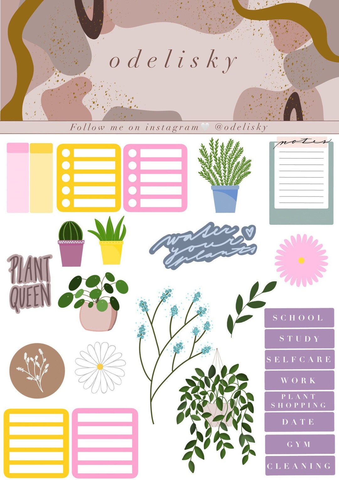 Floral Sticker Goodnotes Sheet Digital Stickers Plant Theme Etsy