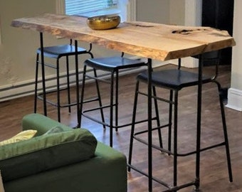 Live Edge Maple Sofa Table - 58" - Restaurant Counter/Community Cafe Coffee Conference Office Meeting Pub High Top