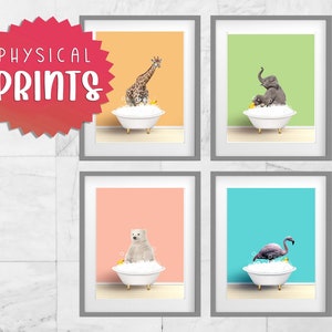 Kids Bathroom Wall Art - Children&#39;s Bathroom prints, Bathroom wall decor - Physical Prints or Choose any 1-4 Prints, Custom color options
