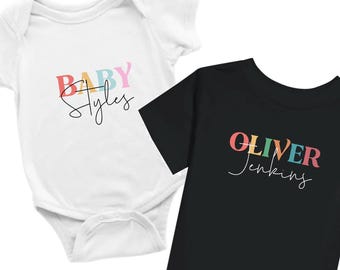 Custom Name shirt for babies & kids - cute personalized kids shirt or baby onesie - Custom text - many options and live preview your design!