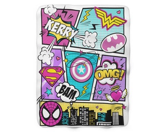 Superhero Blanket - Superhero Girls gift - Superhero Birthday Party Gift - Unique Baby Girl Gift - Superhero gift for girls - Batgirl