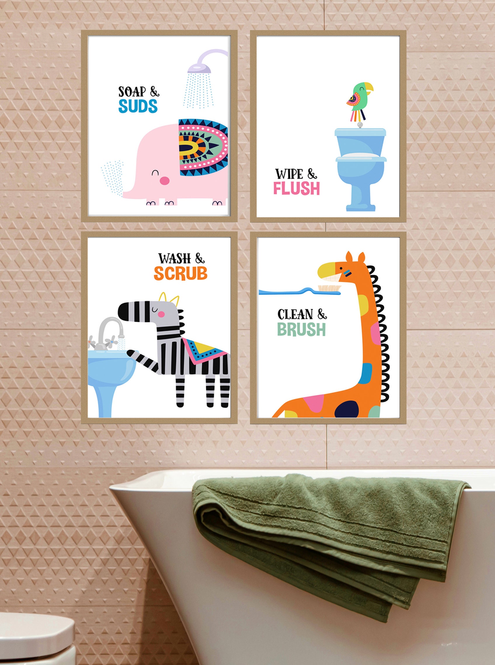 Bathroom Art for Kids Animals Bathroom Prints - Etsy