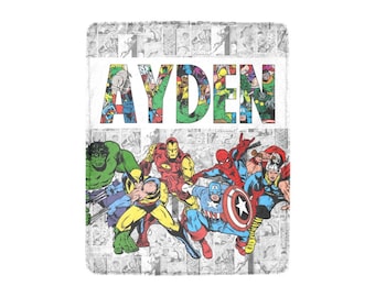 Superhero Blanket - Superhero Birthday Party Gift - Comics Name Blanket for kids who love Superheroes