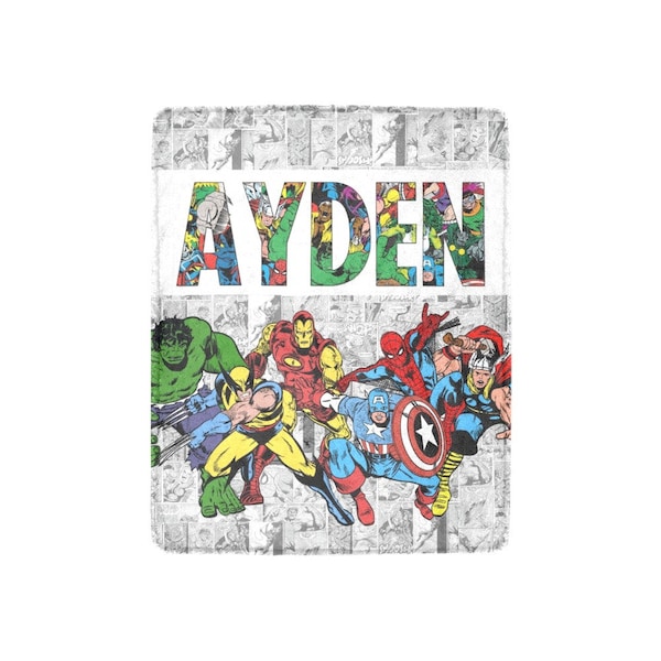 Superhero Blanket - Superhero Birthday Party Gift - Comics Name Blanket for kids who love Superheroes