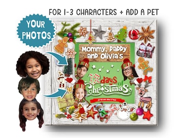 Personalized Book for Christmas, Personalized Photobook Custom for 1-3 kids, Holiday Gift Book, Christmas storybook custom for multiple kids