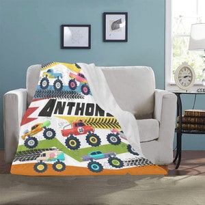 name blanket, custom blanket, personalized blanket, trucks birthday	monster jam	monster trucks party	monster truck gift, monster truck party	boys birthday, 1 year old gift, 3 year old, gift	monster trucks, customizable blanket