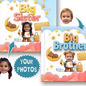 Big Brother or Big Sister Book with child&#39;s name and photo︱Big Sibling Personalized Book, New Baby announcement gift for big siblings to be