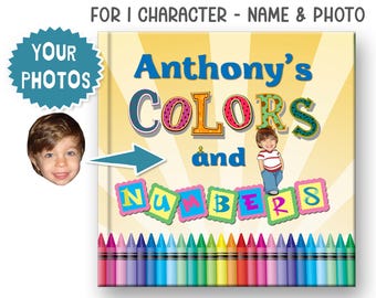 Libro educativo para niños pequeños, personalizado con el nombre y la foto del niño︱Libro personalizado de colores y números - Libro infantil personalizado