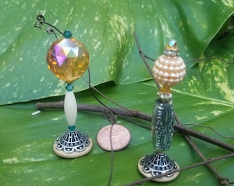 Giardino in miniatura, Palla da vista, Mini Palo da giardino, Accessorio fatato, Giardino dei piatti, Ambra e perla, Lucido, Decorazione carina, Fai da te, Arte del cortile, Casa delle bambole
