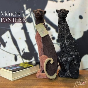 Handmade Polyester Panther Statue: Minimalist African Decor (16.2 inch)