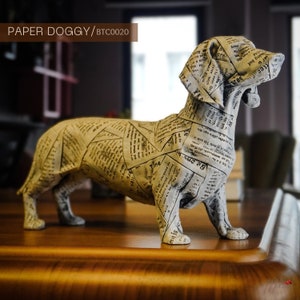 Cagnolino di carta (15,75 pollici, busto animale, artigianato fatto a mano, statua di cane, regali scultura) Mukemel Designs -BTC0020