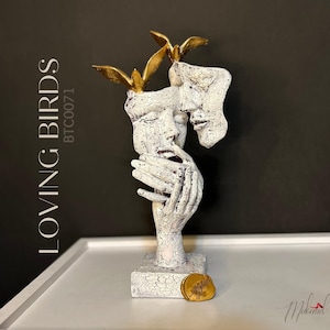 loving birds (12.6 inch, Valentine day gift, statue, trinket, sculpture, love, handmade, craft, bust, gift, paint) Mukemel Designs - BTC0071
