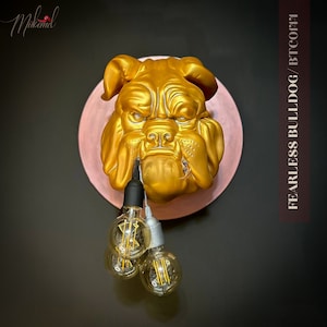 Fearless bulldog (19.5 in, wall lamp, head sculpture, decoration light, English bulldog, protective dog, art ) Mukemel designs - BTC0144