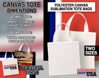 Bolsas de mano de sublimación de lona de poliéster – Elija su tamaño: 12,5" x 14" o 15,75" x 16". ¡Sublimate en uno o ambos lados!