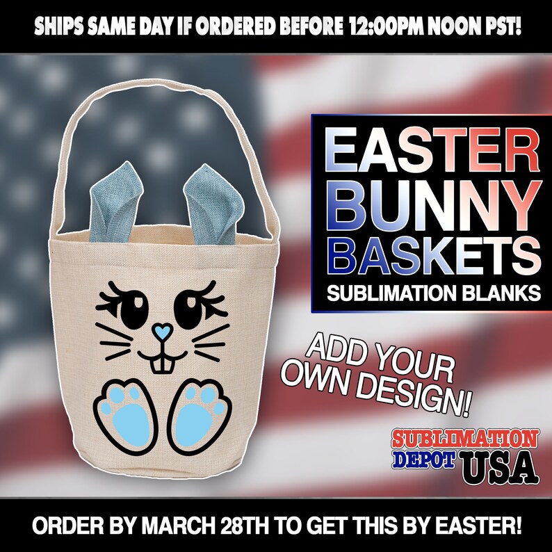 Sublimation Easter Baskets Cute Sublimation Easter Bunny Bag/basket