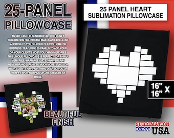 Funda de almohada de sublimación de corazón de terciopelo de 16" x 16" - Panel 25