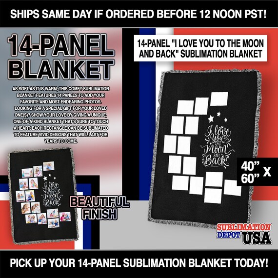40in X 60in 14 panel i Love You to the Moon and Back Blank Sublimation Plush Velvet Blanket W soft Edge Frills Etsy