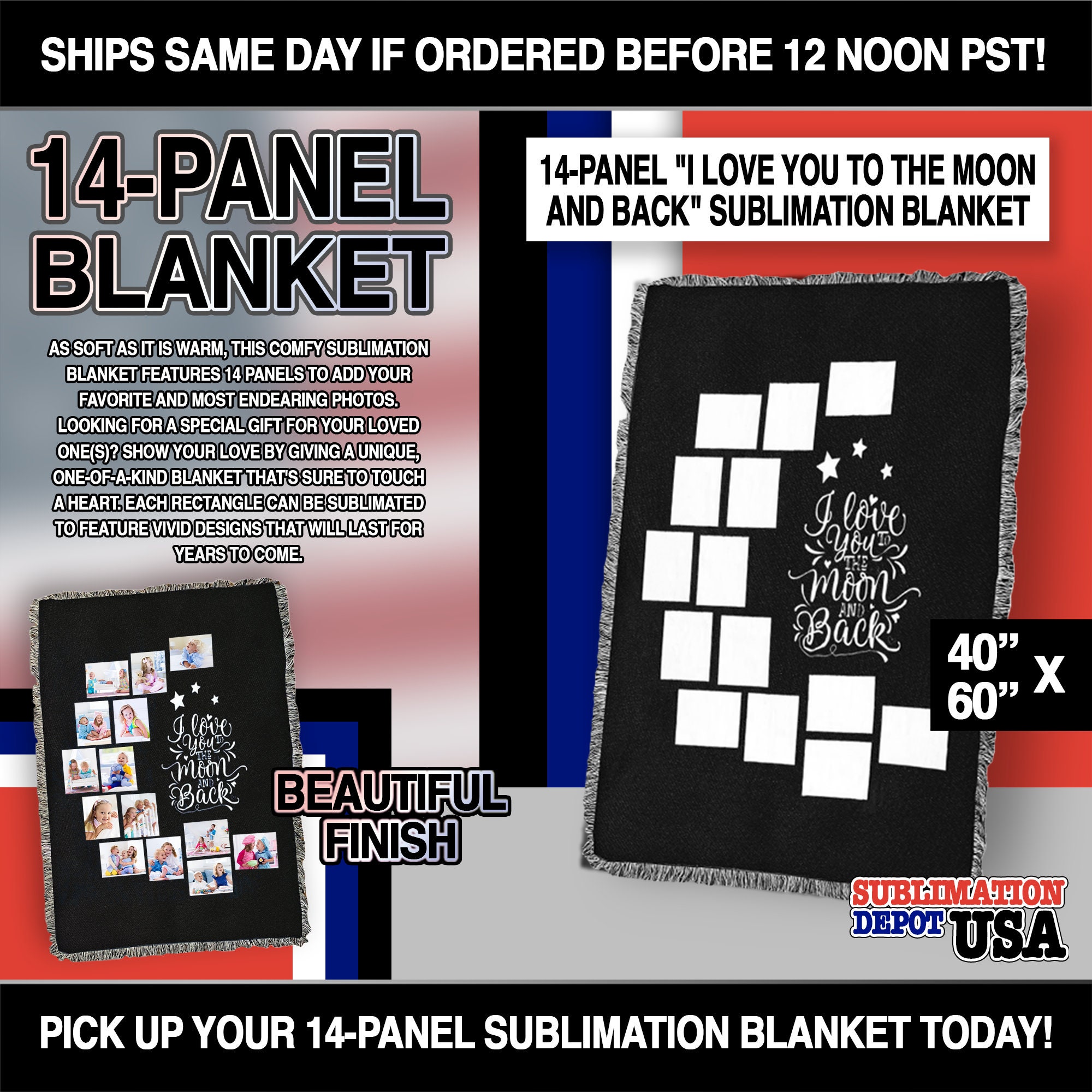 15 Panel Love Sublimation Blankets