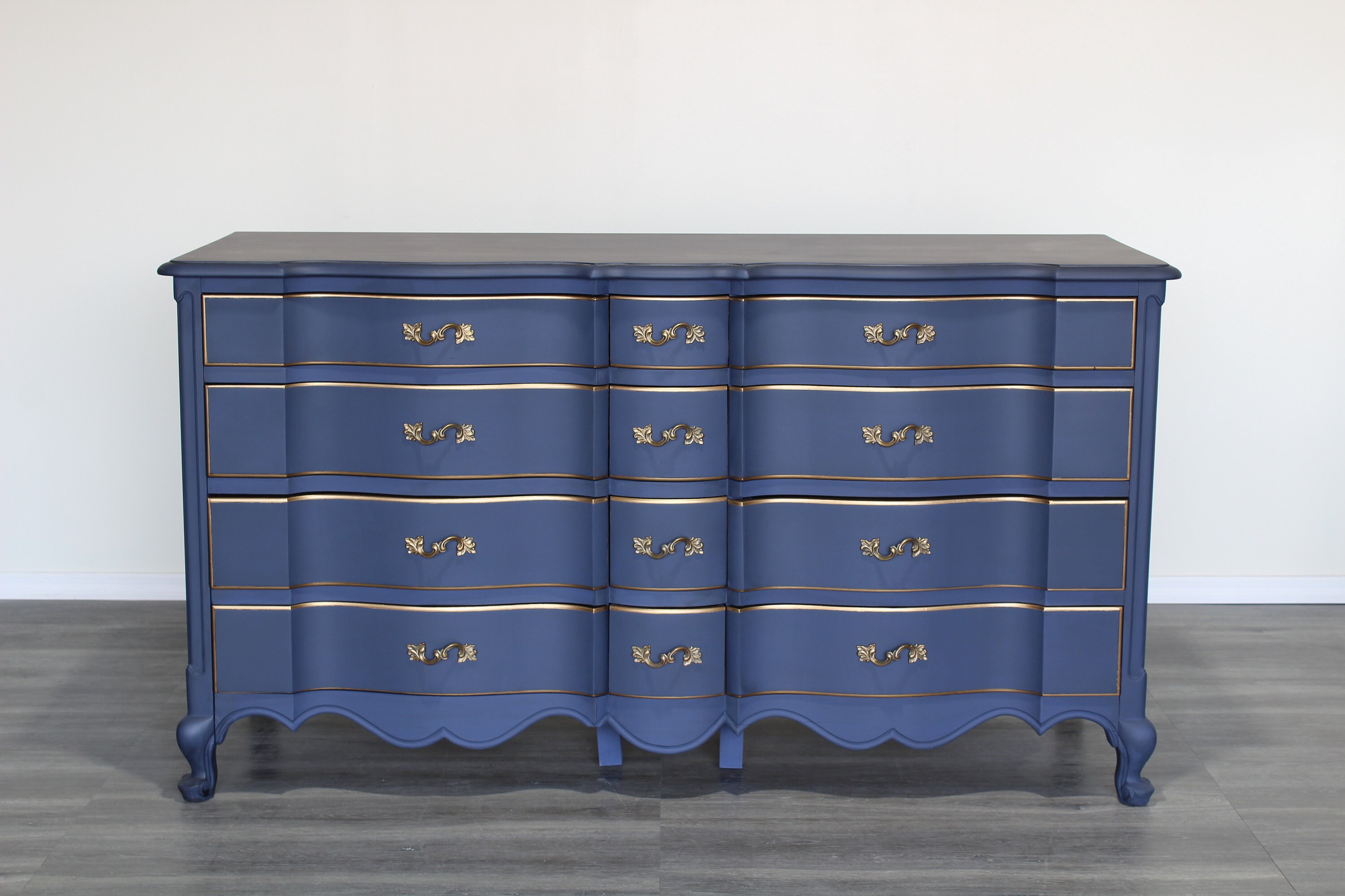 Vintage French Style Blue Dresser of Nine Drawers Provincial - Etsy