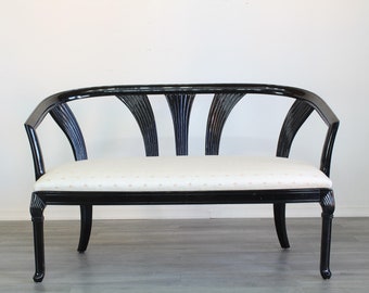 Vintage Black Lacquered Settee