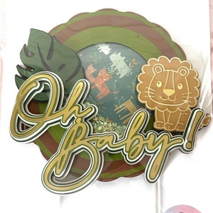 Cake Topper Baby Shower, Jungle Themed Baby Shower, Party Decor, Oh Baby Cake Topper