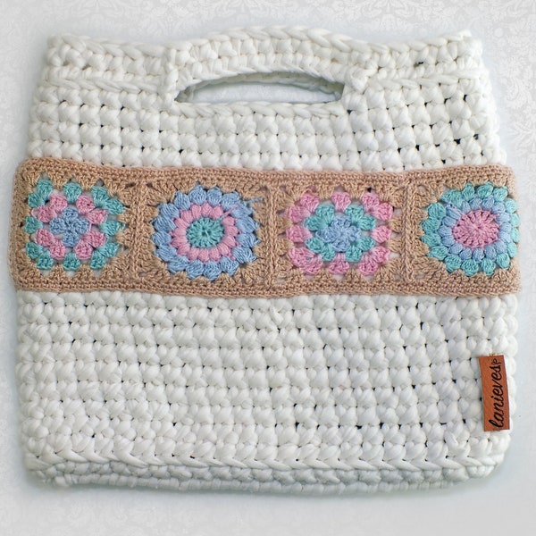 Crochet Bag. T-shirt yarn bag. Handbag. DIY Crochet. Tote bag. Crochet Purse. Handmade Bag. Youthful bag. Casual bag. Summer bag. Boho bag.