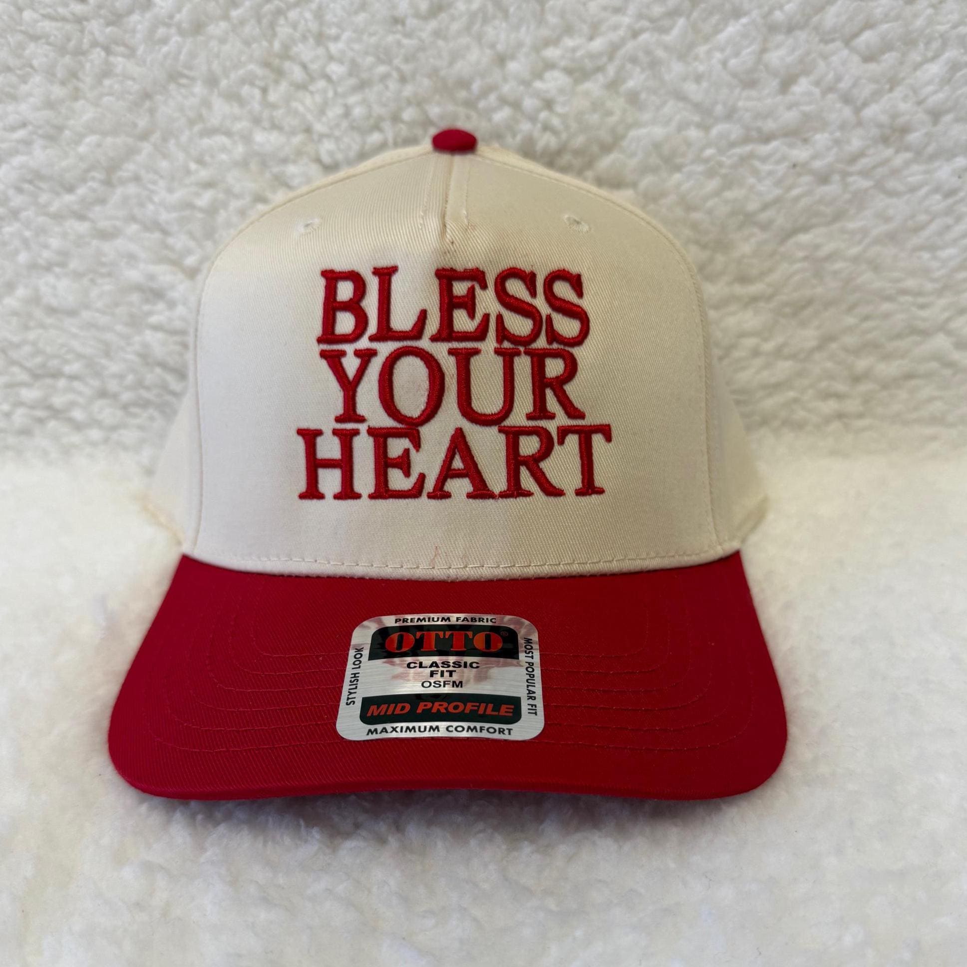 BLESS YOUR HEART trucker hat, Megan Moroney, embroidery, snapback, vintage cowboy, Camo, girl hat, concert, two tone, American, country, fun